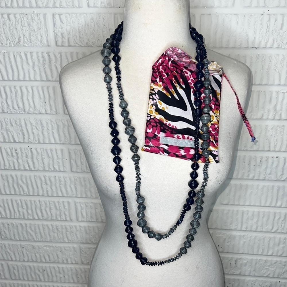Moonday Collection Blue and Gray Beaded Necklace